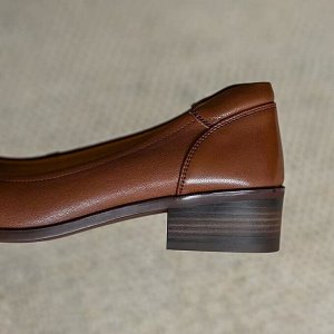 Туфли с квадратным носком и толстым каблуком, коричневые