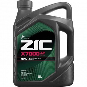 Масло моторное ZIC X7000 AP 10w40, синтетическое, API CI-4, ACEA E4/E7, для дизельного двигателя, 6л, арт. 172606