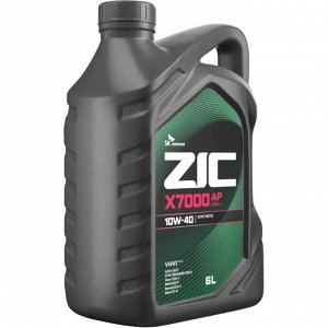 Масло моторное ZIC X7000 AP 10w40, синтетическое, API CI-4, ACEA E4/E7, для дизельного двигателя, 6л, арт. 172606