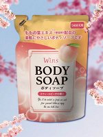 Крем-мыло для тела &quot;Wins Body Soap peach&quot; с экстрактом листьев персика и богатым ароматом 340 гр