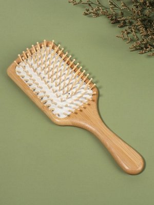 Расчёска массажная BAMBOO, широкая, бамбуковая, 8x25(±1) см, цвет «светлое дерево»