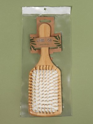 Расчёска массажная BAMBOO, широкая, бамбуковая, 8x25(±1) см, цвет «светлое дерево»