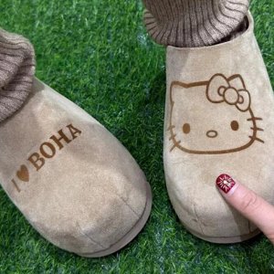 Мюли из иск.замши с рисунком бежевые
