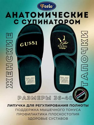 Тапочки женские с  вышитыми гусями с надписью GUSSI gagaga на правом
