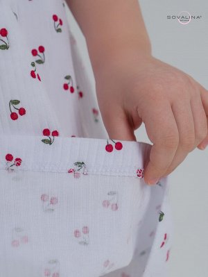 Платье Лето лапша вишенки на белом