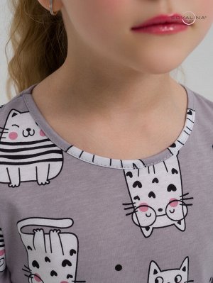 Платье Эля котейки на сером