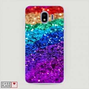 Cиликоновый чехол Блестящая радуга рисунок на Samsung Galaxy J4