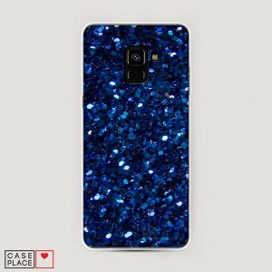 Силиконовый чехол Синие блестки рисунок на Samsung Galaxy A8 Plus 2018