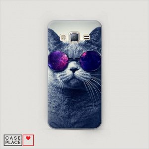 Пластиковый чехол Космический кот на Samsung Galaxy J3 2016