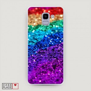 Cиликоновый чехол Блестящая радуга рисунок на Samsung Galaxy J6 2018