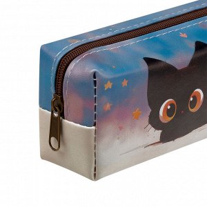 Пенал мягкий 200*55*40 MESHU ""Surprised Cat"", искусственная кожа