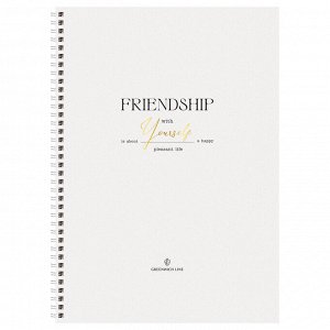 Тетрадь 80л., А4, клетка на гребне GreenwichLine ""Friendship"", матовая ламинация, тиснение фольгой,