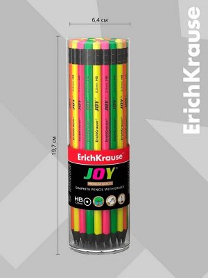 Карандаш чернографитный ErichKrause ""JOY"", HB, грифель d=2.2 мм, пластик, круглый, в тубусе, неон ми