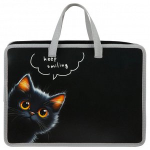 Папка с ручками А4 ArtSpace ""The Black Kitten"", пластик, на молнии, 70мм