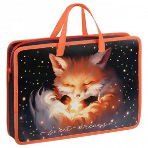 Папка с ручками А4 ArtSpace ""The Magic Fox"", пластик, на молнии, 70мм