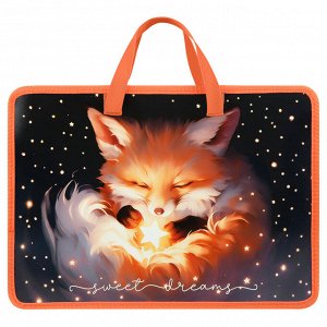 Папка с ручками А4 ArtSpace ""The Magic Fox"", пластик, на молнии, 70мм