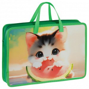 Папка с ручками А4 ArtSpace ""Watercolor kitten"", пластик, на молнии, 70мм