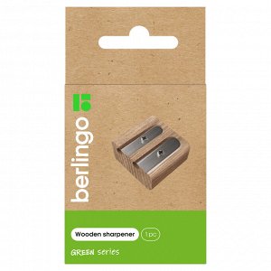 Точилка деревянная Berlingo ""Green Series"", 2 отверстия, в индивидуальной коробке, с европодвесом