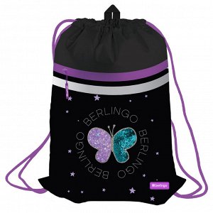 Мешок для обуви 1 отделение Berlingo ""Shining butterfly"", 340*460мм, вентиляционная сеточка, светоот