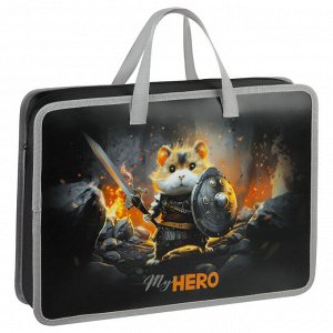 Папка с ручками А4 ArtSpace ""Hamster hero"", пластик, на молнии, 70мм
