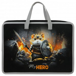 Папка с ручками А4 ArtSpace ""Hamster hero"", пластик, на молнии, 70мм