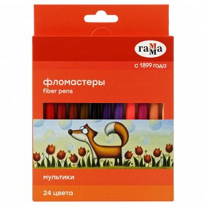Фломастеры Гамма ""Мультики"", 24цв., смываемые, картон. упак., европодвес