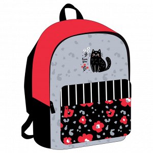 Рюкзак ArtSpace Street ""Black Cat with Flowers"", 40*29*18см, 1 отделение, 1 карман