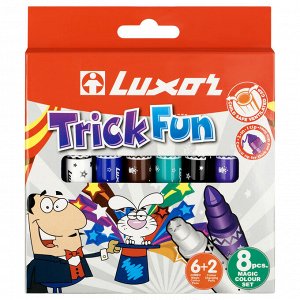Фломастеры Luxor ""Trick Fun "", меняющие цвет, утолщенные, 06цв.+2, 8шт., картон, европодвес