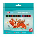 Фломастеры ArtSpace &quot;&quot;Рисунки. Lovely animals&quot;&quot;, 18цв., смываемые, картон, европодвес