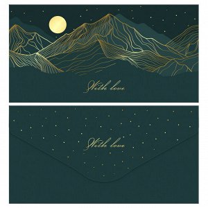Конверт для денег MESHU ""Mountains"" 85*164мм, матовая ламинация, фольга