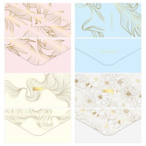 Конверт для денег MESHU ""Gold flower"" 85*164мм, матовая ламинация, фольга, 4 дизайна