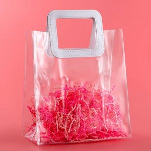 Пакет подарочный из ПВХ, белый, 25x28x15 см