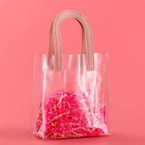 Пакет подарочный из ПВХ, розовый, 17x15x8 см