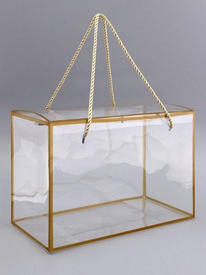 Коробка из PET с ручками, золотая, 30x15x20 см