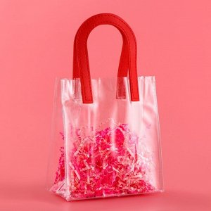 Пакет подарочный из ПВХ, красный, 17x15x8 см