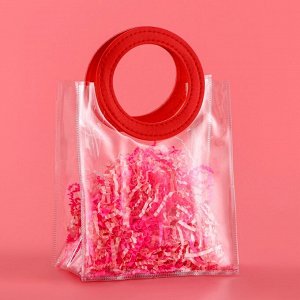 Пакет подарочный из ПВХ, красный, 17x15x8 см