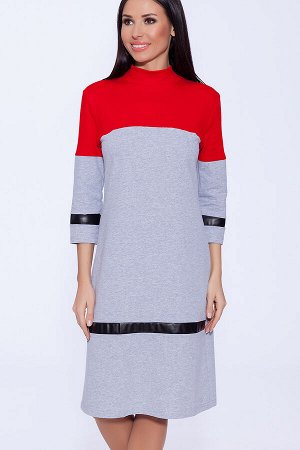 #54211 Платье Серый/красный