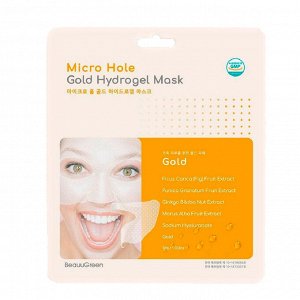 BeauuGreen Micro Hole Gold Hydrogel Mask, Восстанавливающая гидрогелевая маска с коллоидным золотом