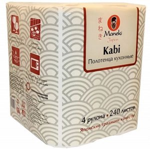 Maneki Полотенца бумажные"Maneki" Kabi 2 слоя. 60 л. белые 4 рулона