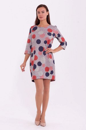 #84076 Платье Серый/красно-синий