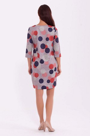 #84076 Платье Серый/красно-синий