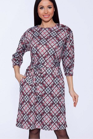 #50756 Платье Серый/бордовый