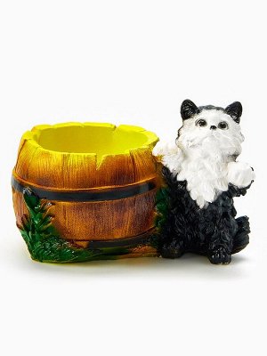 Фигурное кашпо для цветов «Котёнок с бочкой», 500 мл, 23x14x15 см, гипс