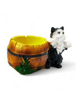 Фигурное кашпо для цветов «Котёнок с бочкой», 500 мл, 23x14x15 см, гипс