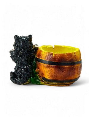 Фигурное кашпо для цветов «Котёнок с бочкой», 500 мл, 23x14x15 см, гипс