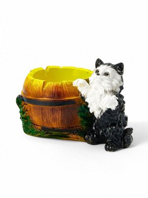 Фигурное кашпо для цветов «Котёнок с бочкой», 500 мл, 23x14x15 см, гипс
