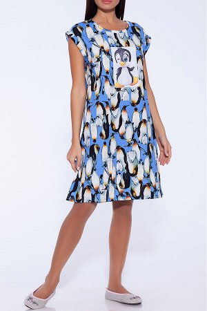#55024 Платье (Неженка) Голубой/пингвины