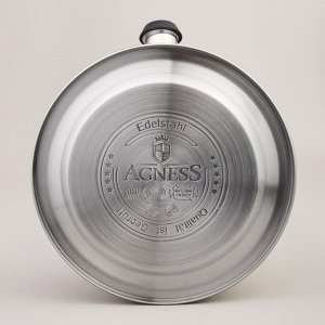 Чайник AGNESS ThermoSteel 3,2 л со свистком и мерной шкалой, капсульное термодно, быстрый нагрев, 1 шт.