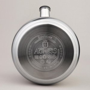 Чайник AGNESS Premium Steel 2.9 л с термоаккумулирующим дном и складывающейся ручкой, свисток, 1 шт.