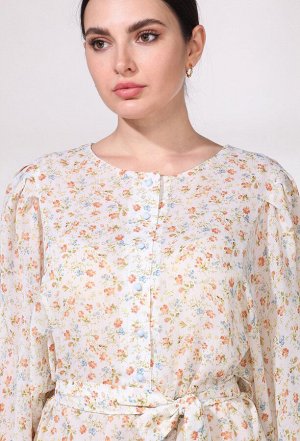 Платье Viola Style 0965 молочно-коричневые цветы